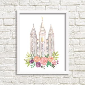 Salt Lake City, Utah LDS Temple Watercolor Digital Download