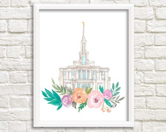 Payson, Utah LDS Temple Watercolor Digital Download
