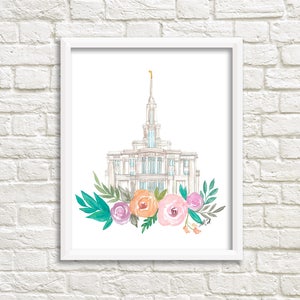 Payson, Utah LDS Temple Watercolor Digital Download