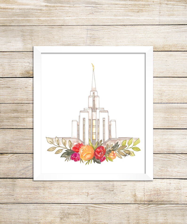 Oquirrh Mountain Utah LDS Temple Watercolor Print
