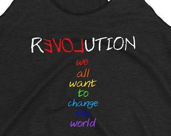 Yoga Tops Rainbow Colors  Revolution Positive Message Boho Workout Gym Shirt for Women