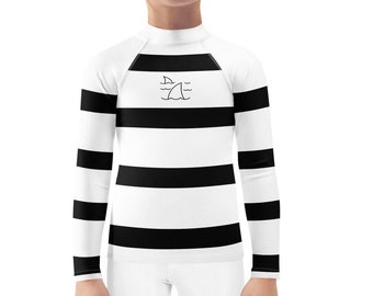 Kids Anti-Shark Rash Guard I Research Shows Black and White Stripes May Confuse and Deter Sharks