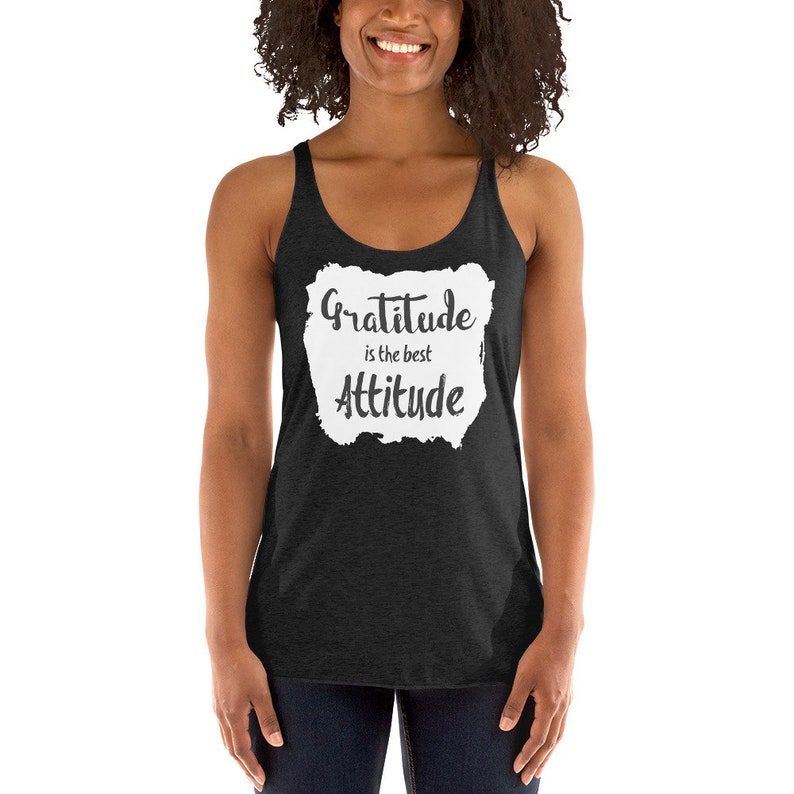 Yoga Tops Gratitude is the Best Attitude Daily Gratitude Yoga Lifestyle Motivational Gym Shirt for Women