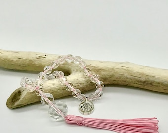 Pocket or Car Malas For Rearview Mirror Choose Clear Crystal Blue Glass Or Black Lava With Tassels