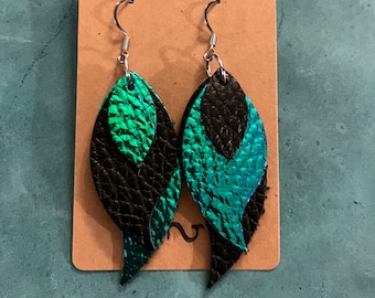 Leather Iridescent Earrings