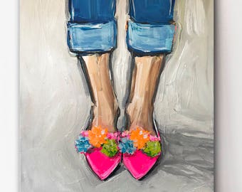 PRINT on Paper or Canvas, "Pom Pom Shoes"