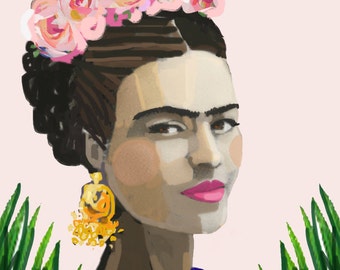 Print on Paper or Canvas, "Frida in the Ferns"