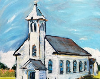 PRINT on Paper or Canvas,  "Country Church"