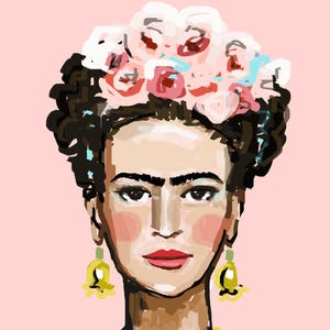 PRINT on Paper or Canvas, &quot;Frida on Pink&quot;