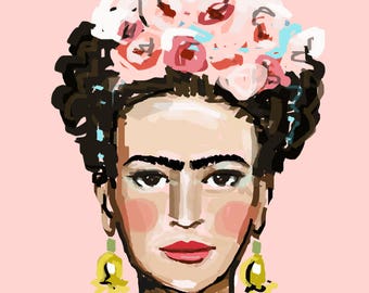 PRINT on Paper or Canvas, "Frida on Pink"