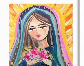 PRINT on Paper/Canvas, "Mary with Roses"