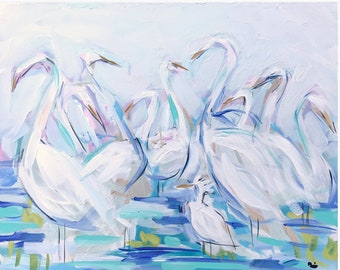 PRINT on Paper or Canvas, "Egrets Blues"