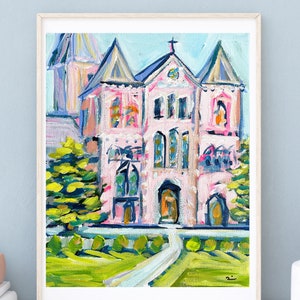 Church print on Canvas or Paper "Pink Cathedral"