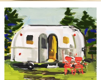 PRINT on Paper or Canvas, "Bambi Camper"