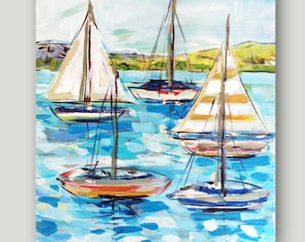 PRINT on Paper or Canvas, "Sailboats 3"