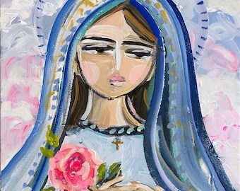 Mary PRINT on Paper or Canvas,  "Rose Mary"