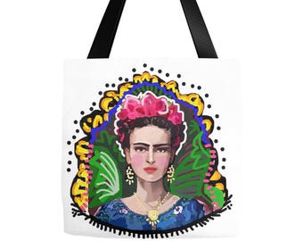 Frida Tote Bag, Graphic Frida art bag, Frida carryall