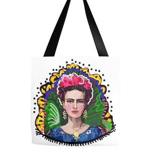 Frida Tote Bag, Graphic Frida art bag, Frida carryall image 1