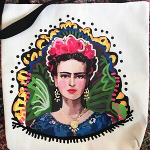 Frida Tote Bag, Graphic Frida art bag, Frida carryall image 2