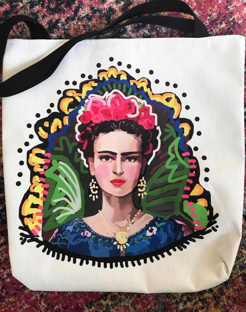 Frida Tote Bag, Graphic Frida art bag, Frida carryall image 2