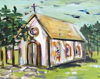 PRINT on Paper or Canvas,  "Church in the Woods"