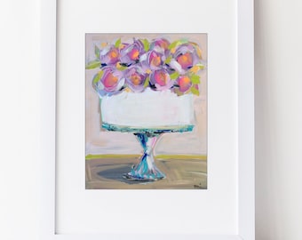PRINT on Paper or Canvas, "Cake with Roses"