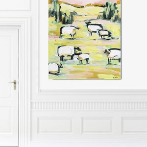 PRINT on Paper or Canvas, Sheep with Pink image 6