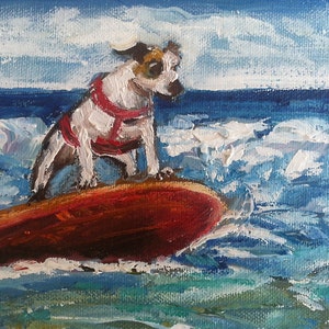 PRINT on Paper or Canvas, Surfin' Jack Russell image 2