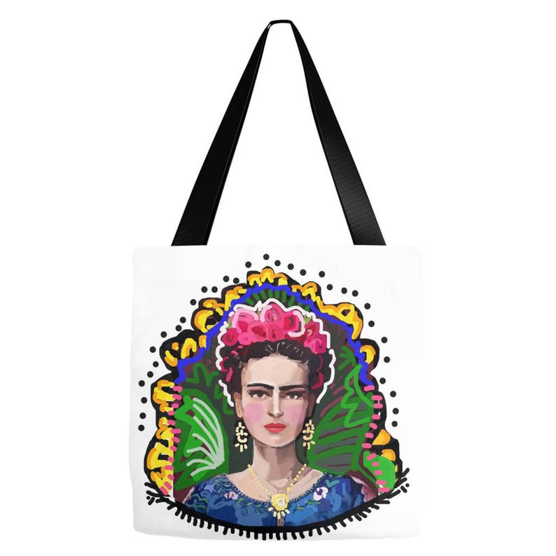 Frida Tote Bag, Graphic Frida art bag, Frida carryall image 1