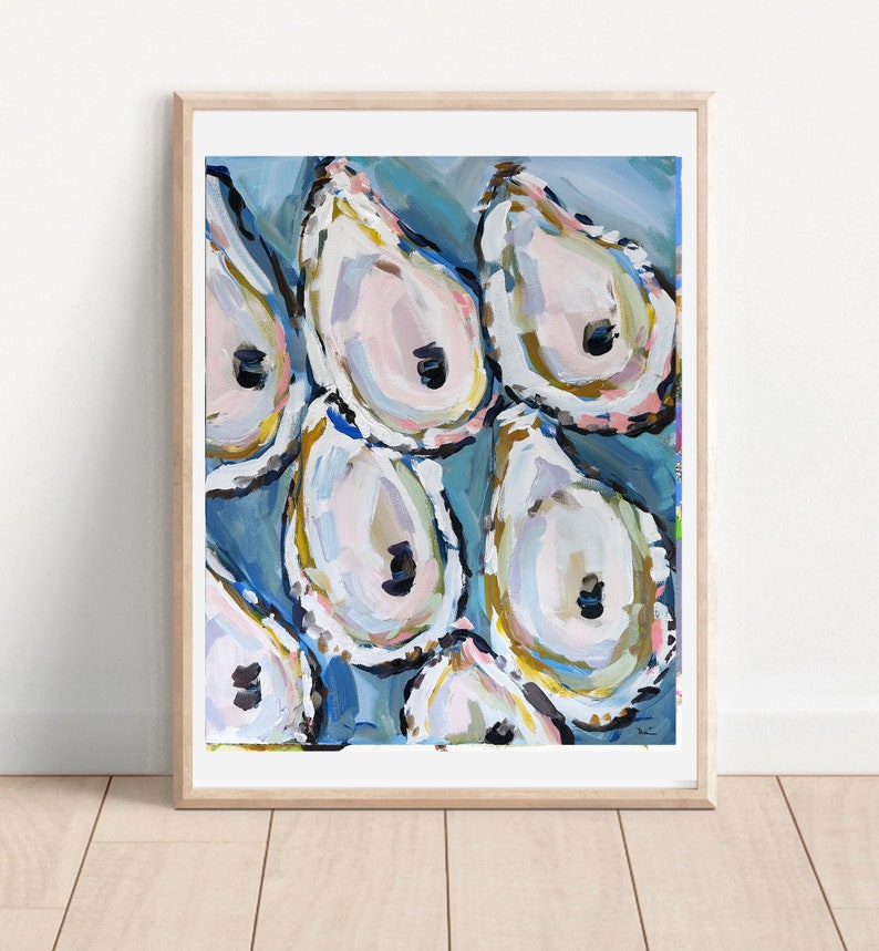 PRINT on Paper or Canvas, Oysters with Gray image 3