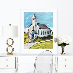 PRINT on Paper or Canvas, Country Church image 7