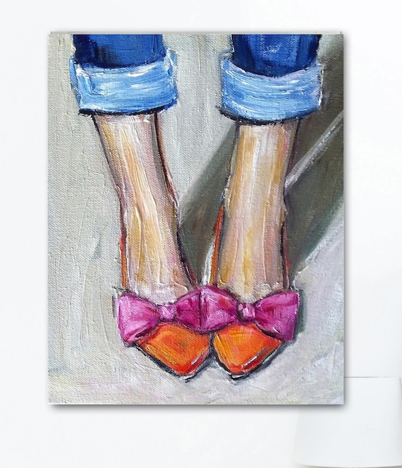 Pink Orange Shoes Print | Etsy