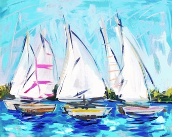 PRINT on Paper or Canvas, "Boating Day"