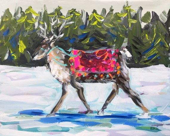 Print On Paper Canvas Reindeer 4 Etsy