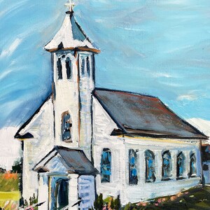 PRINT on Paper or Canvas, Country Church image 2