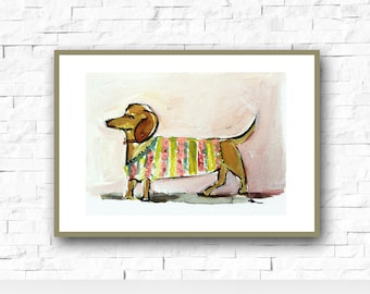 PRINT on Paper/Canvas, "Little Doxie"