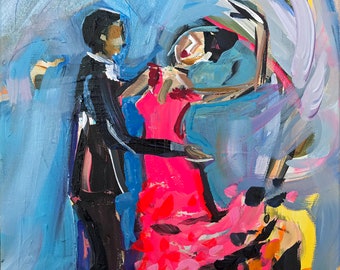 Figurative PRINT on Paper/Canvas, "Flamenco Dancers"