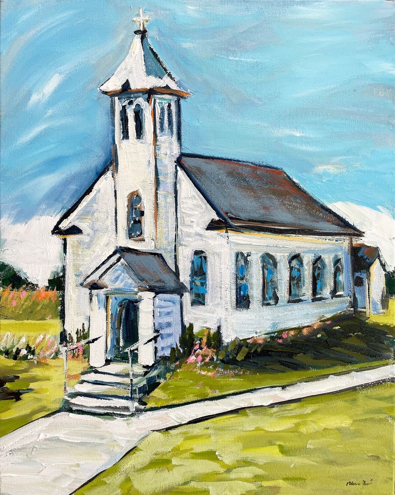 PRINT on Paper or Canvas, Country Church image 1
