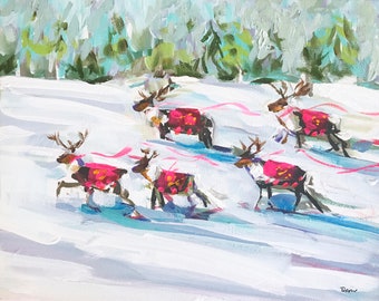 PRINT on Paper or Canvas, "Reindeer Ready"