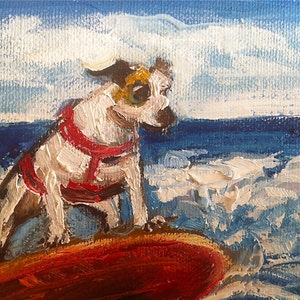 PRINT on Paper or Canvas, Surfin' Jack Russell image 1