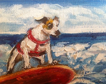 PRINT on Paper or Canvas, "Surfin' Jack Russell"