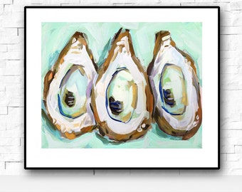 PRINT on Paper or Canvas, "Oyster Shells on Mint"