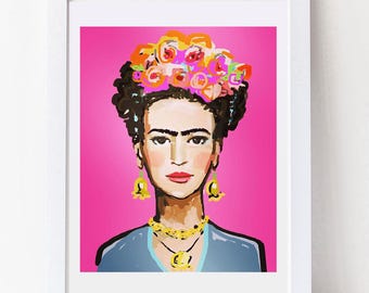 PRINT on Paper or Canvas, "Pink Glow Frida"
