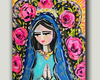 PRINT on Paper OR Canvas, "Modern Mary of Guadalupe"