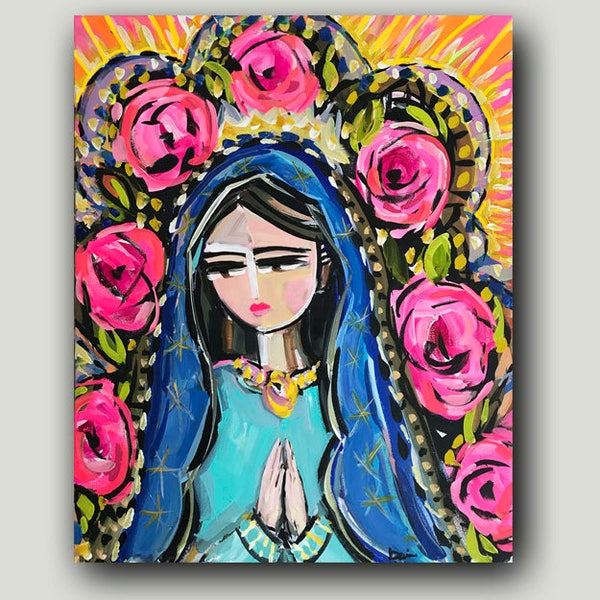 PRINT on Paper OR Canvas, "Modern Mary of Guadalupe"