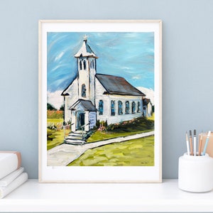 PRINT on Paper or Canvas, Country Church image 5