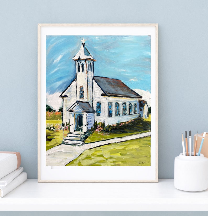 PRINT on Paper or Canvas, Country Church image 5