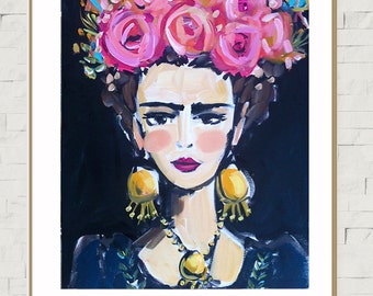 PRINT on Paper or Canvas, "Folklorico Frida"