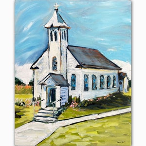 PRINT on Paper or Canvas, Country Church image 3