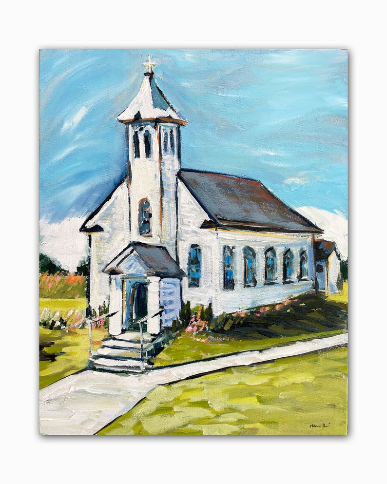 PRINT on Paper or Canvas, Country Church image 3